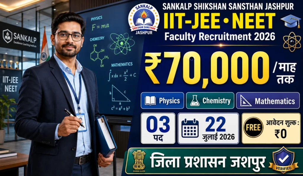 Sankalp Shikshan Sansthan Jashpur Recruitment 2026