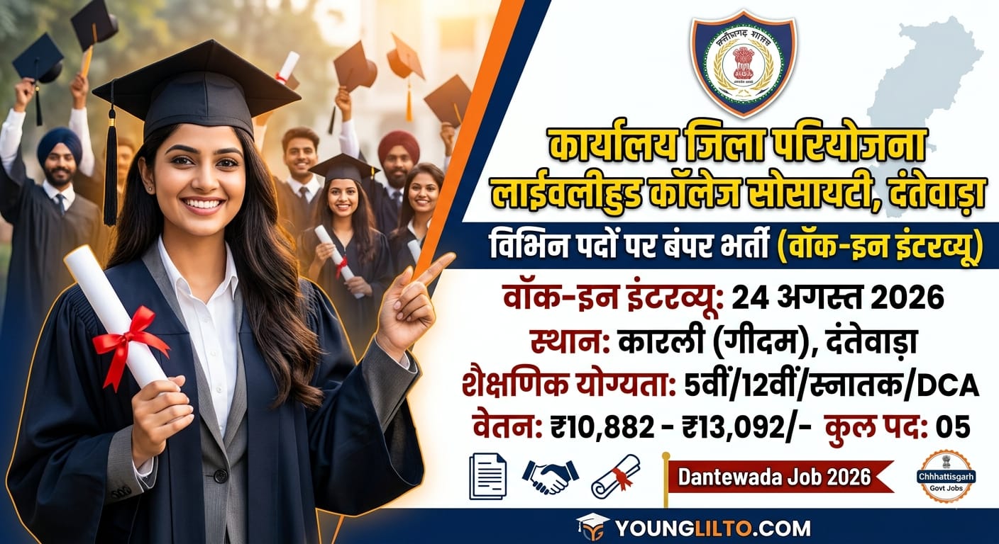 दंतेवाड़ा लाईवलीहुड कॉलेज भर्ती 2026 (Walk-In Interview): पद, योग्यता, वेतन और आवेदन प्रक्रिया की पूरी जानकारी*